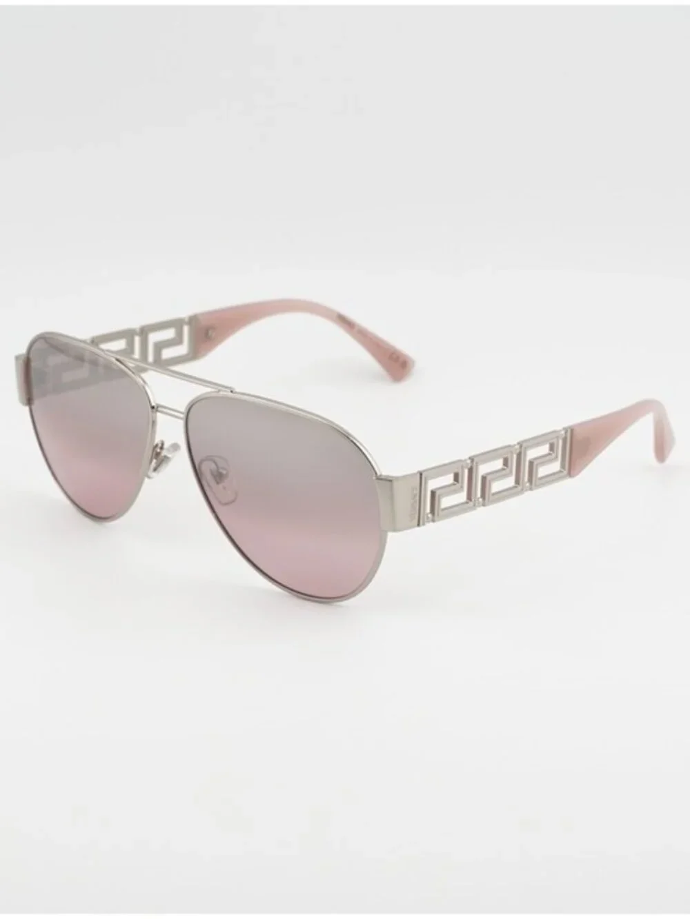 Versace VE2289 10017E Sunglasses Silver Aviator Frame, Pink Mirror Lenses